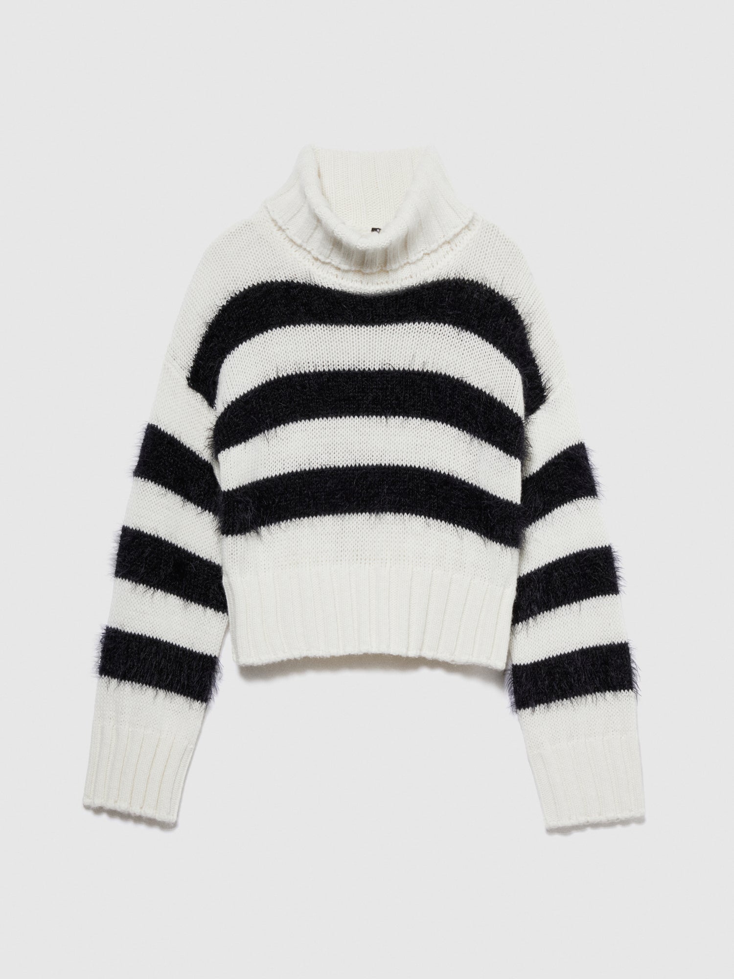 Maglia a righe con maxi collo da donna bianco | Sisley Outlet