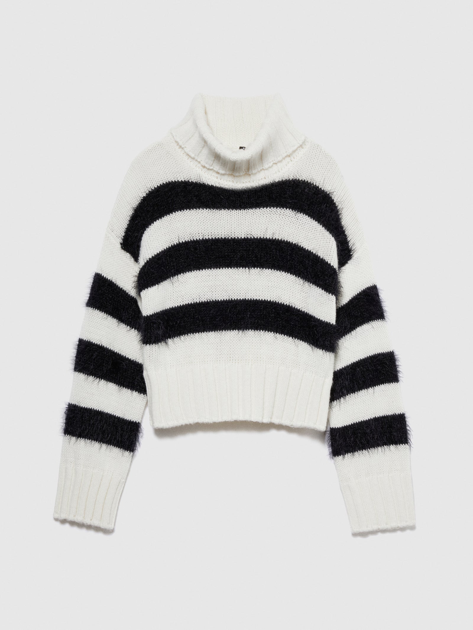 Maglia a righe con maxi collo da donna bianco | Sisley Outlet