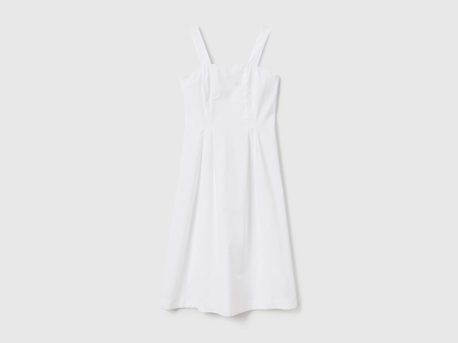 Abito midi smanicato in tessuto leggero di puro cotone da donna bianco | Benetton Outlet