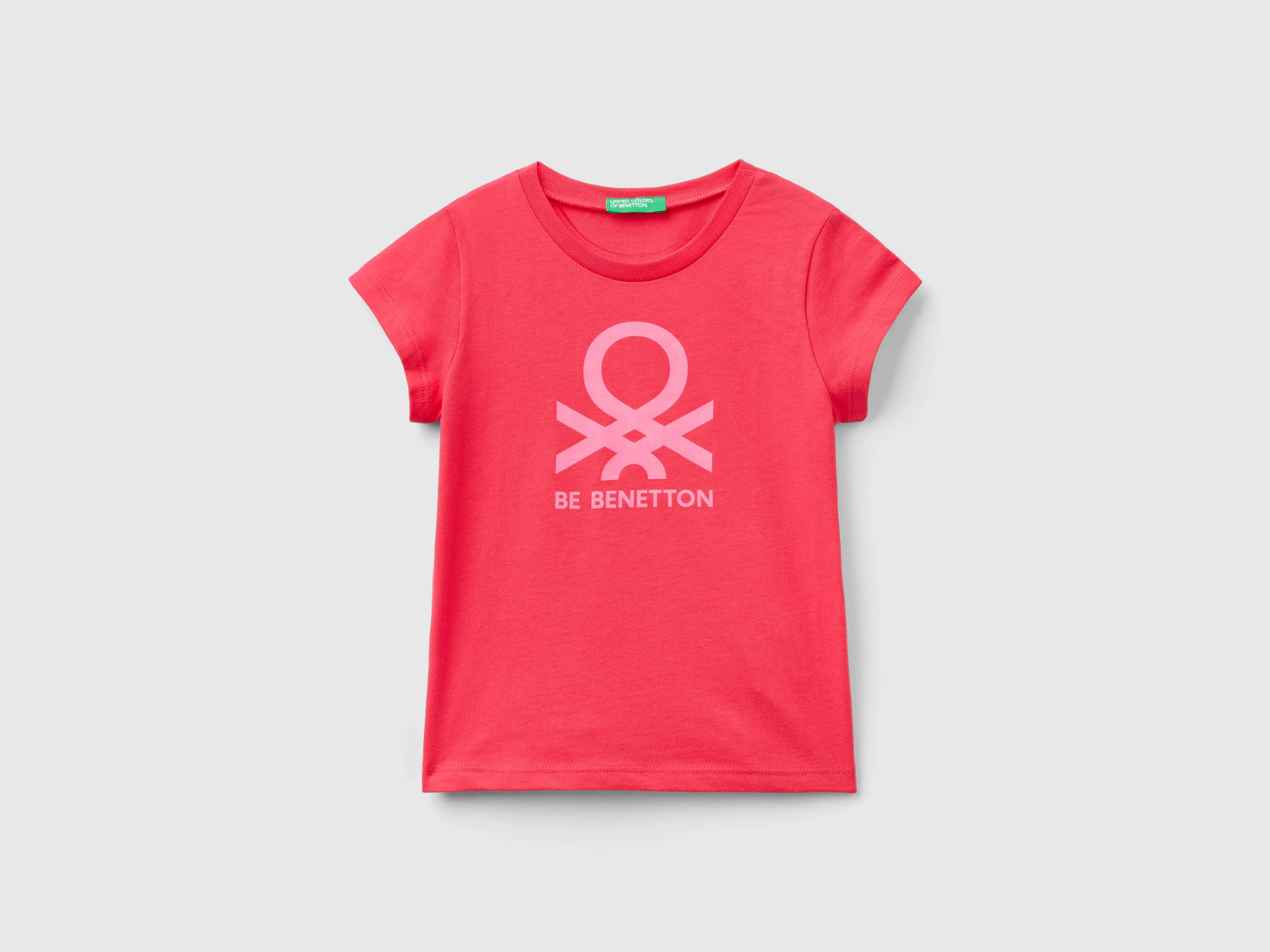 T-shirt 100% cotone con stampa da bimba fucsia | Benetton Outlet
