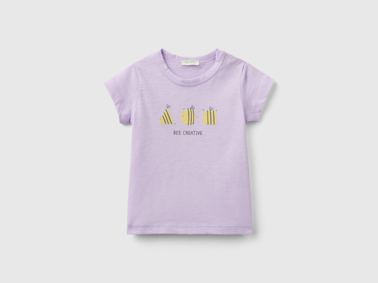 T-shirt manica corta 100% cotone bio da neonato lilla | Benetton Outlet