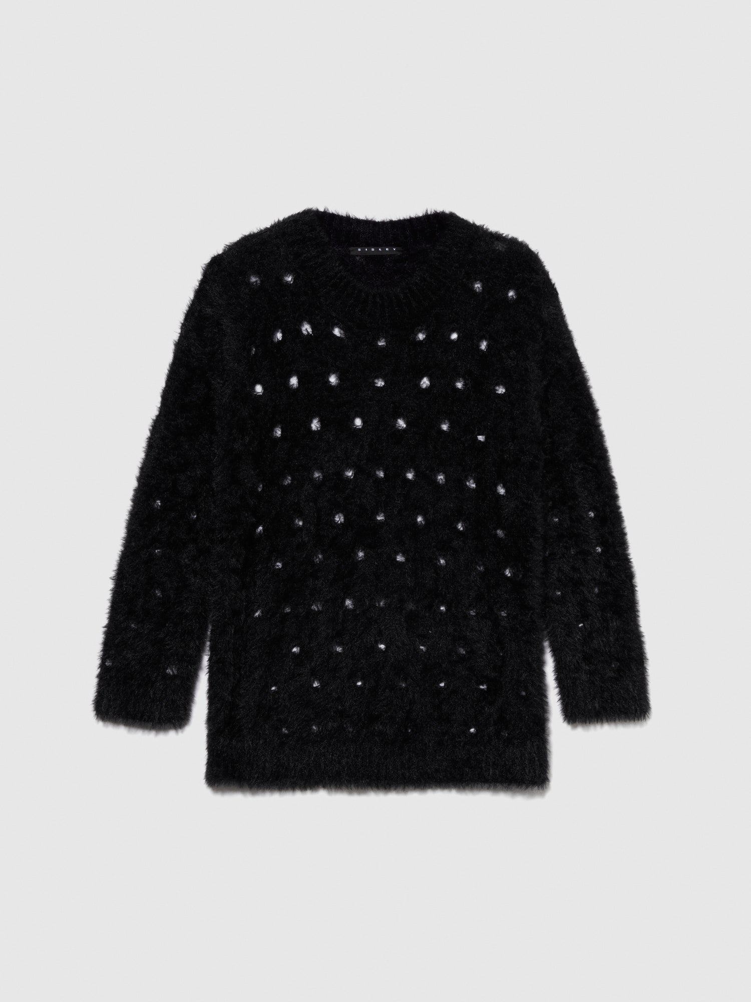 Maglia fluffy traforata da bambina nero | Sisley young Outlet