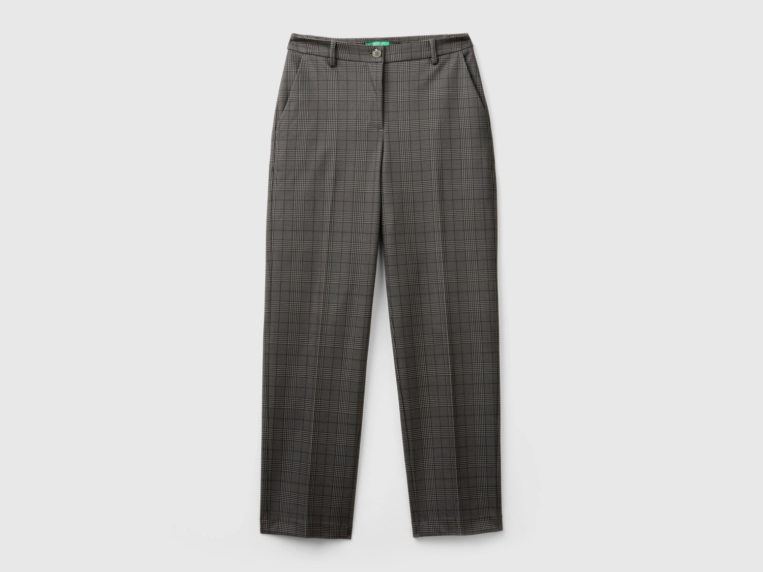 Pantaloni regular fit principe di Galles da donna grigio scuro | Benetton Outlet