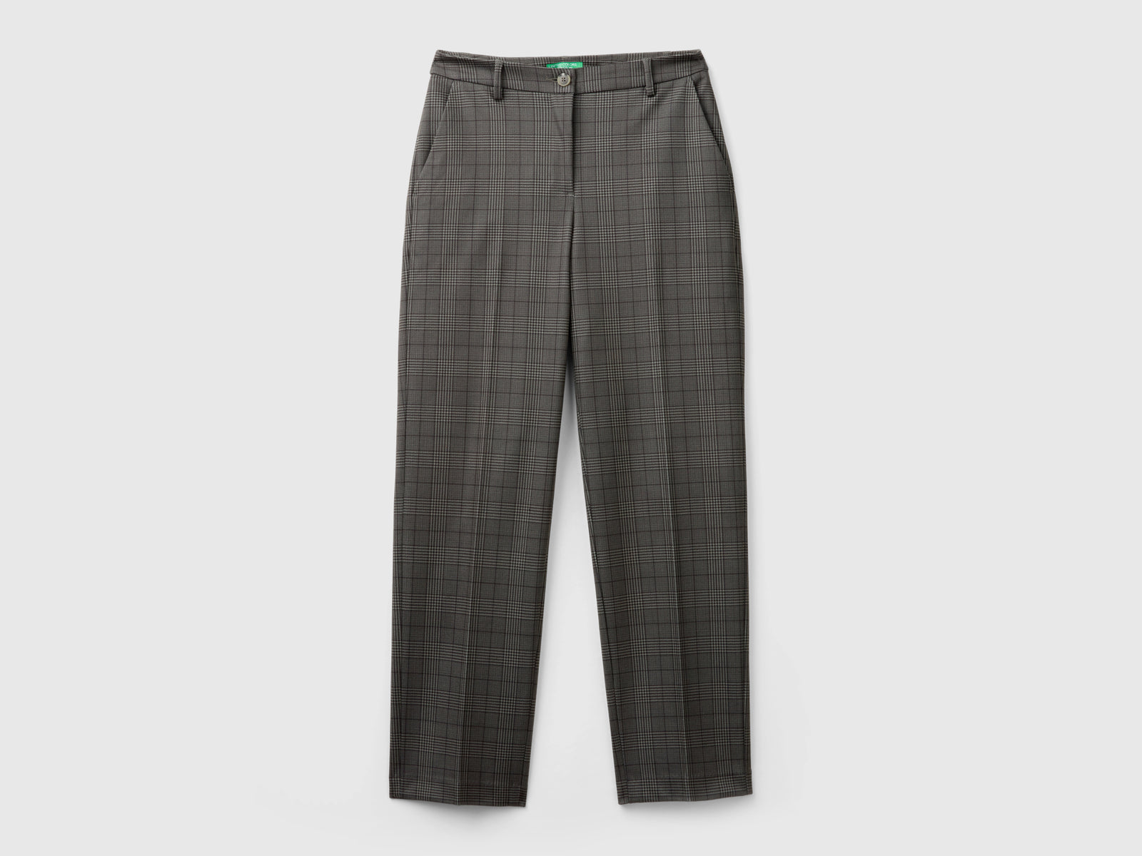 Pantaloni regular fit principe di Galles da donna grigio scuro | Benetton Outlet