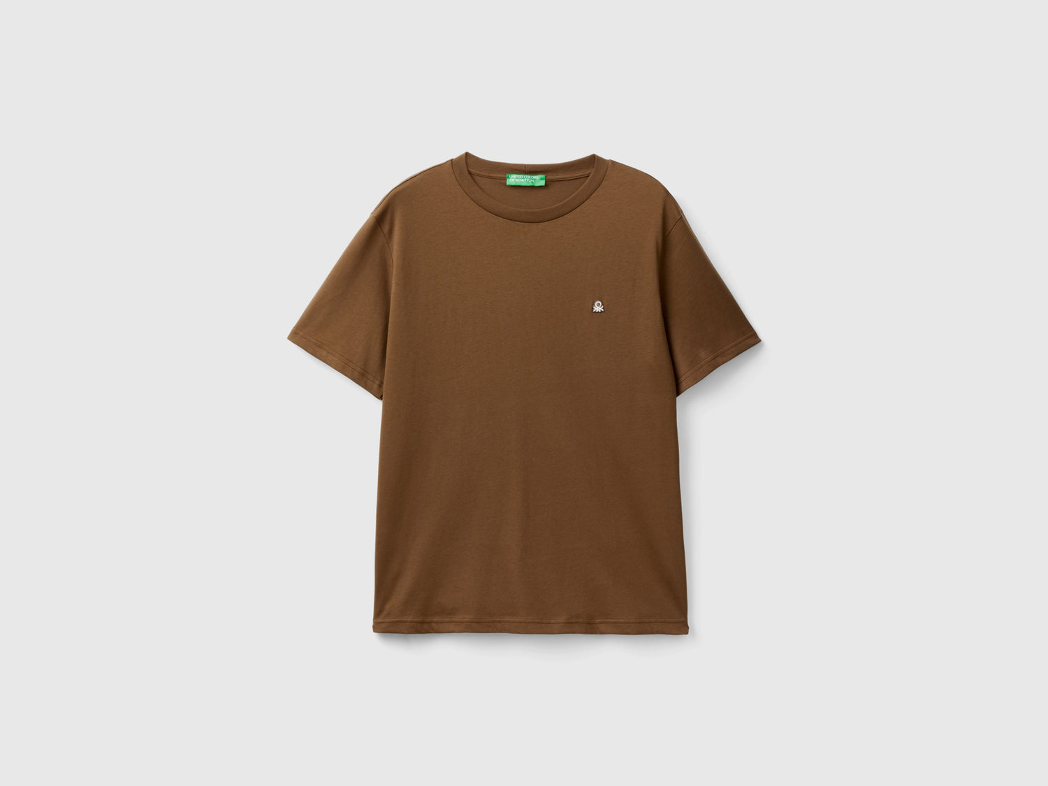 T-shirt basica 100% cotone bio da uomo marrone | Benetton Outlet