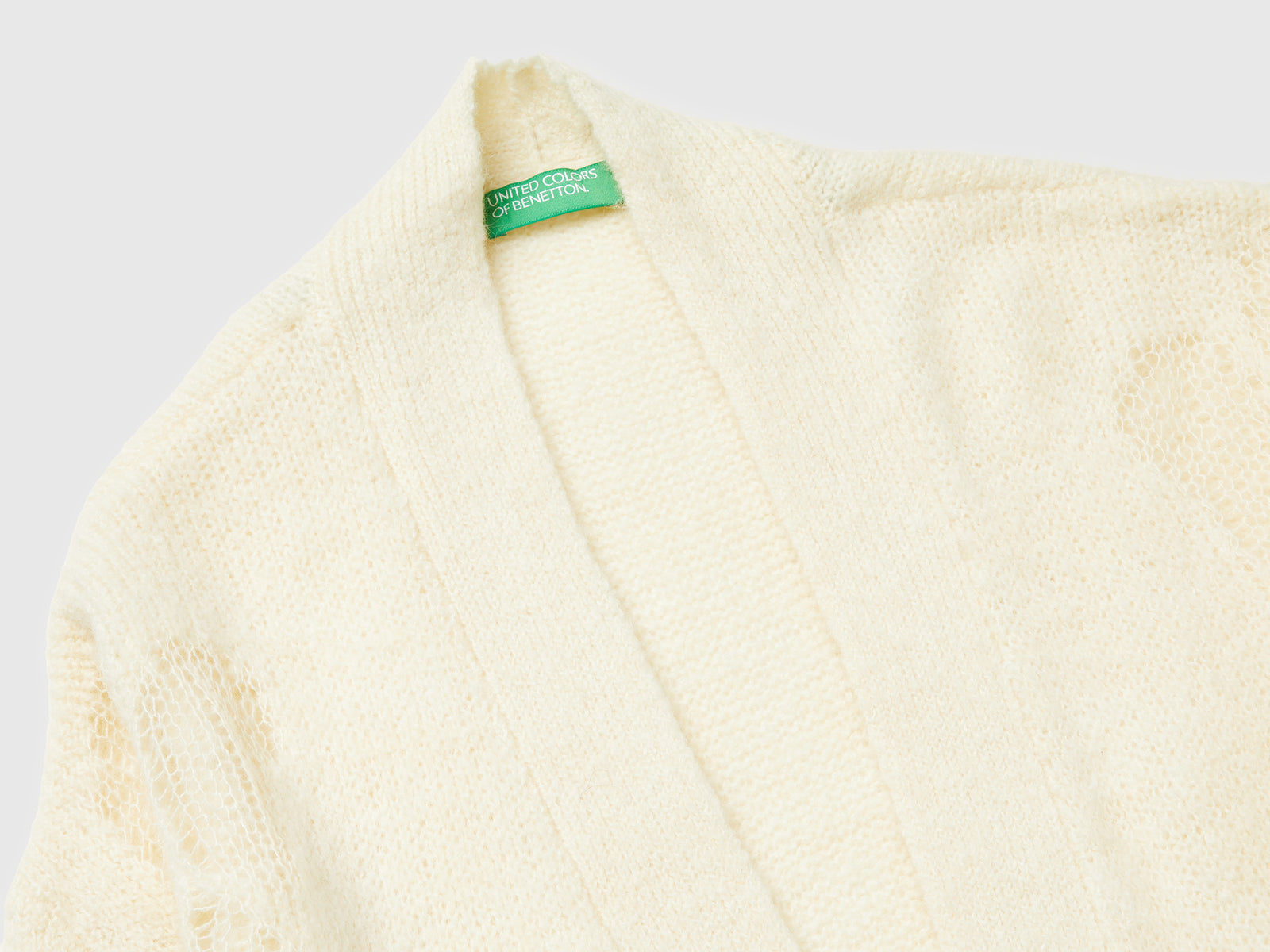 Cardigan con intarsio fiori da donna bianco panna 3 | Benetton Outlet