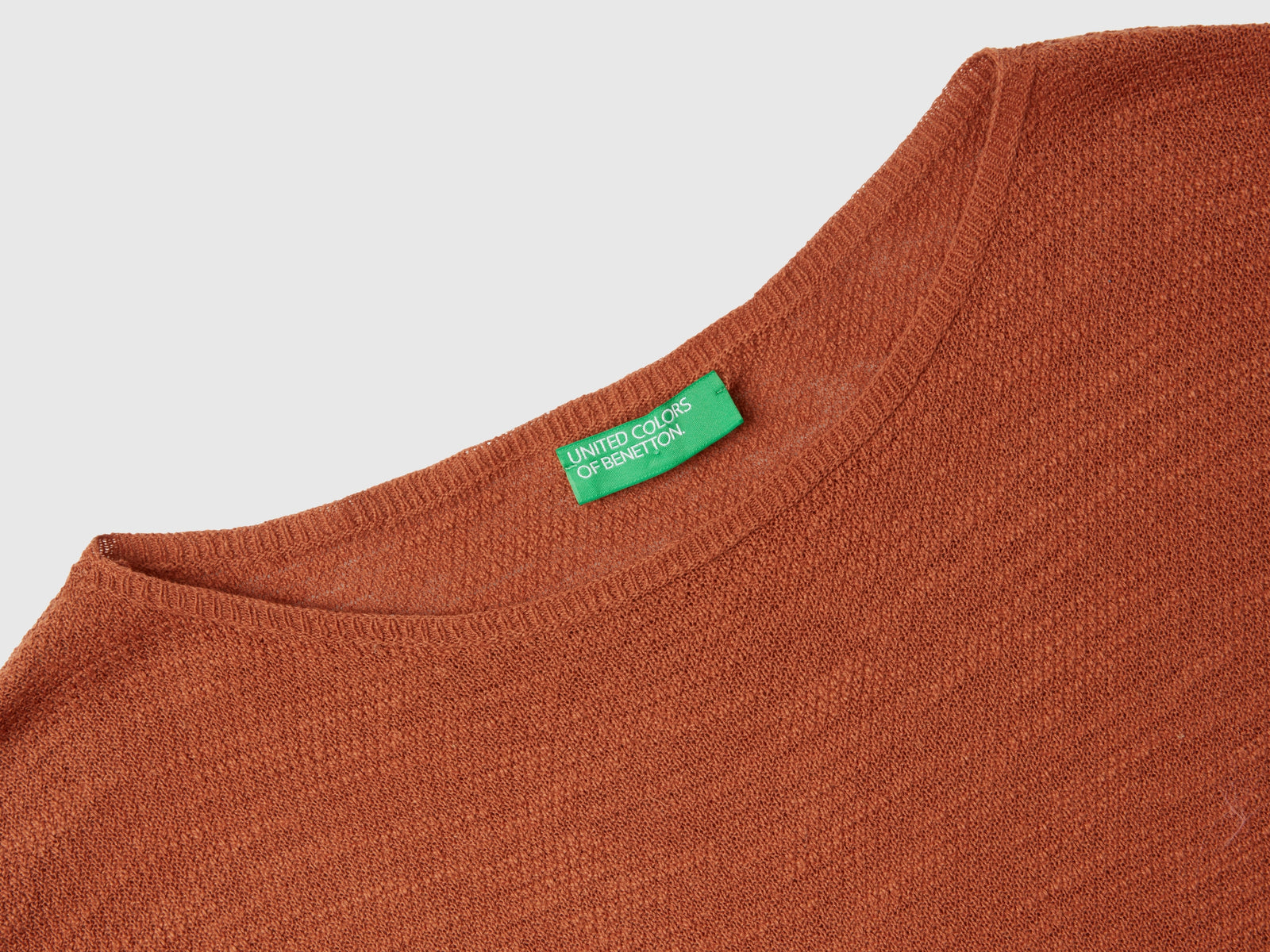 Maglia in misto lino con manica a 3/4 da donna bruciato 3 | Benetton Outlet