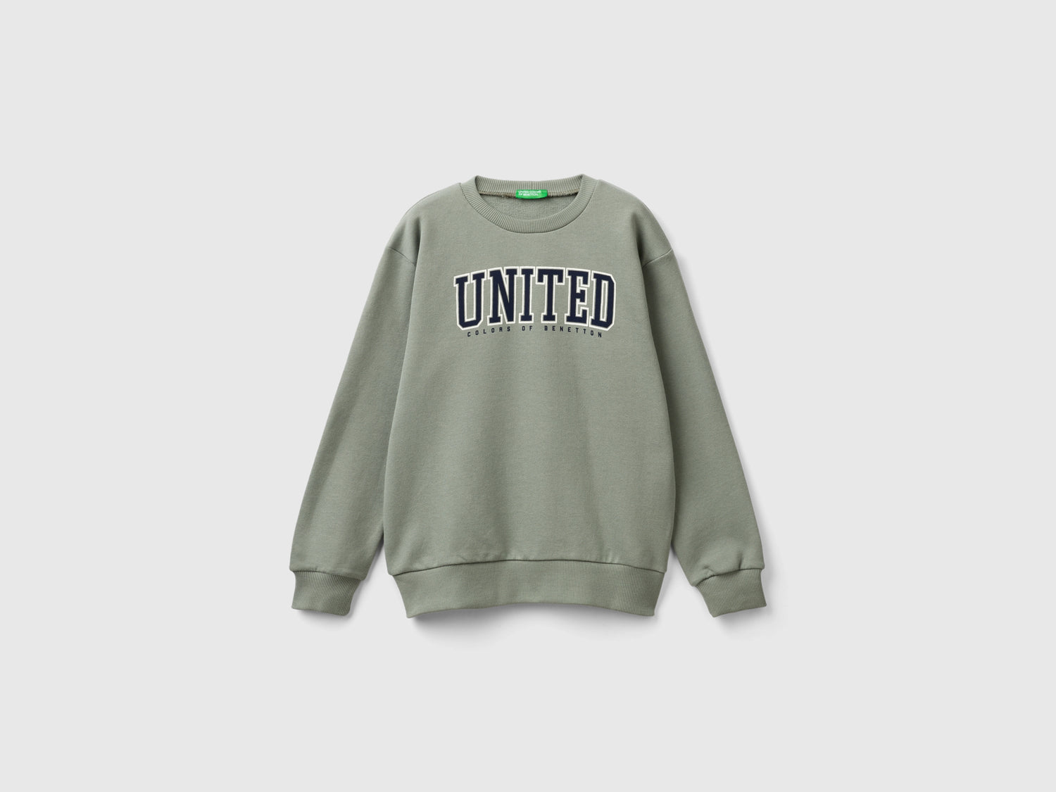 Felpa con stampa logo da bambino verde chiaro | Benetton Outlet