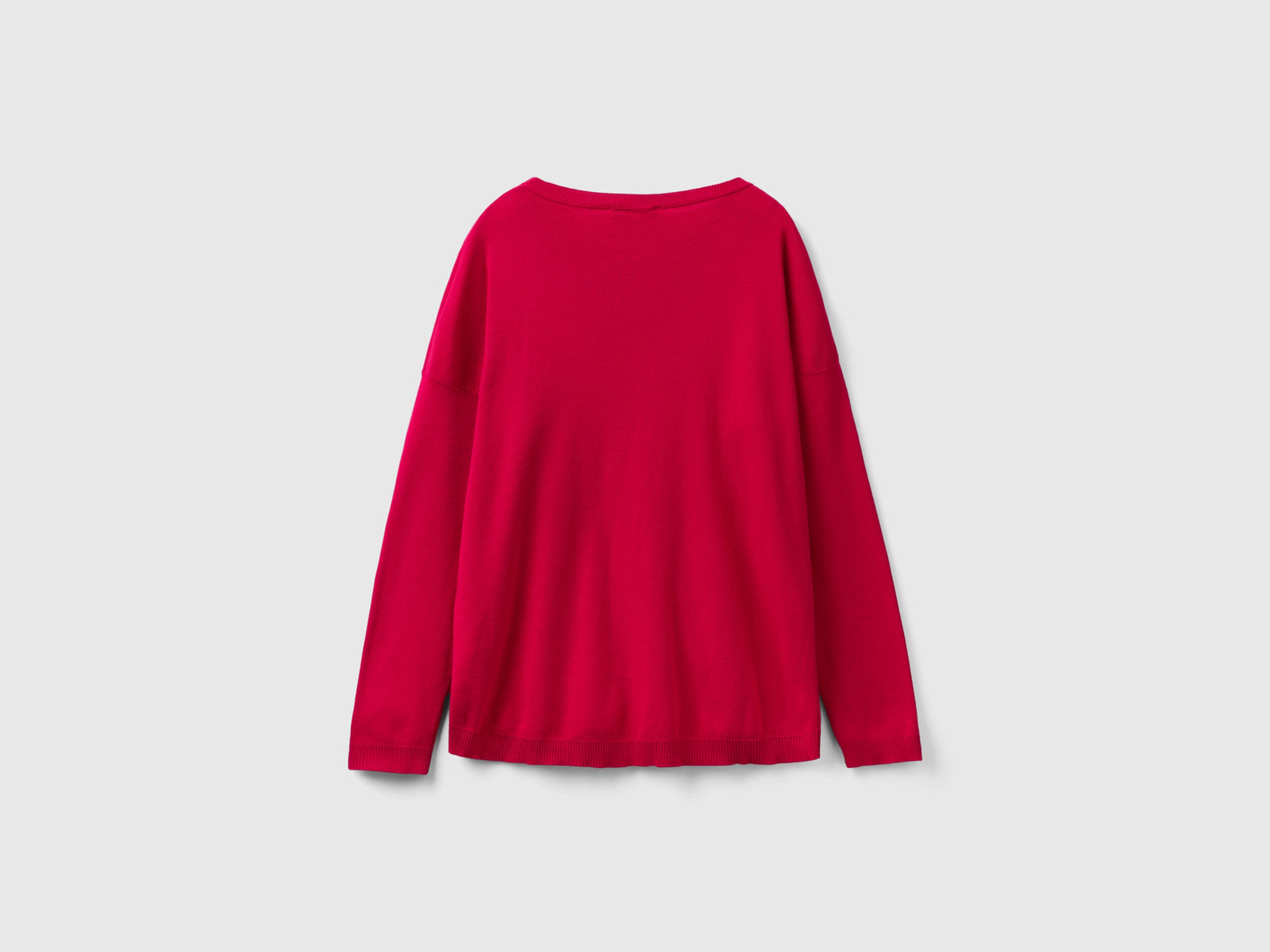 Maglia in cotone con scollo rotondo da donna ciclamino 2 | Benetton Outlet