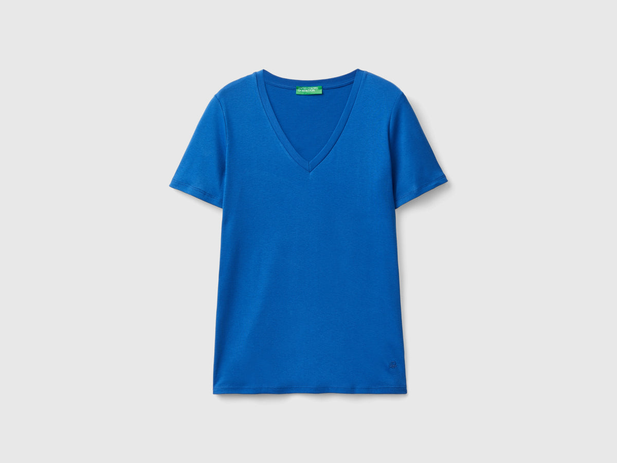 T-shirt in puro cotone con scollo a V