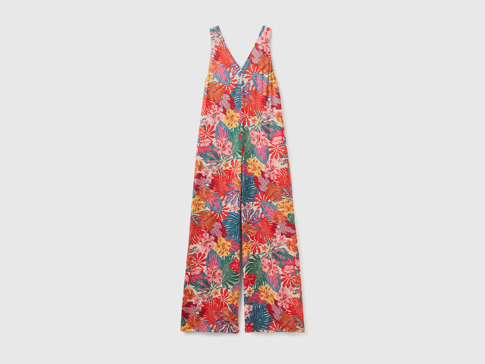 Tuta intera copricostume in tessuto fluido con gamba ampia da donna multi-color 2 | Benetton Outlet