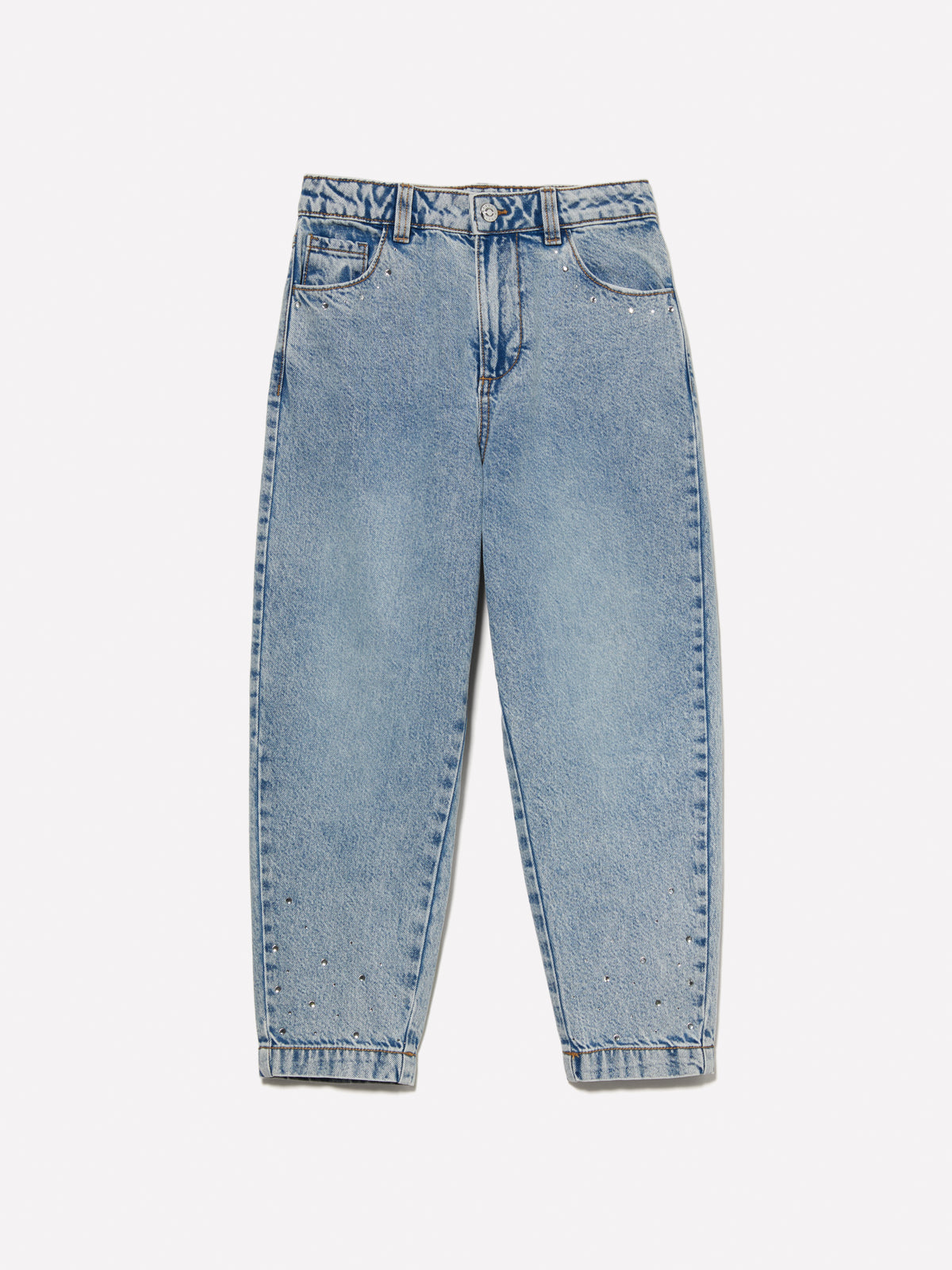 Jeans baggy fit con strass