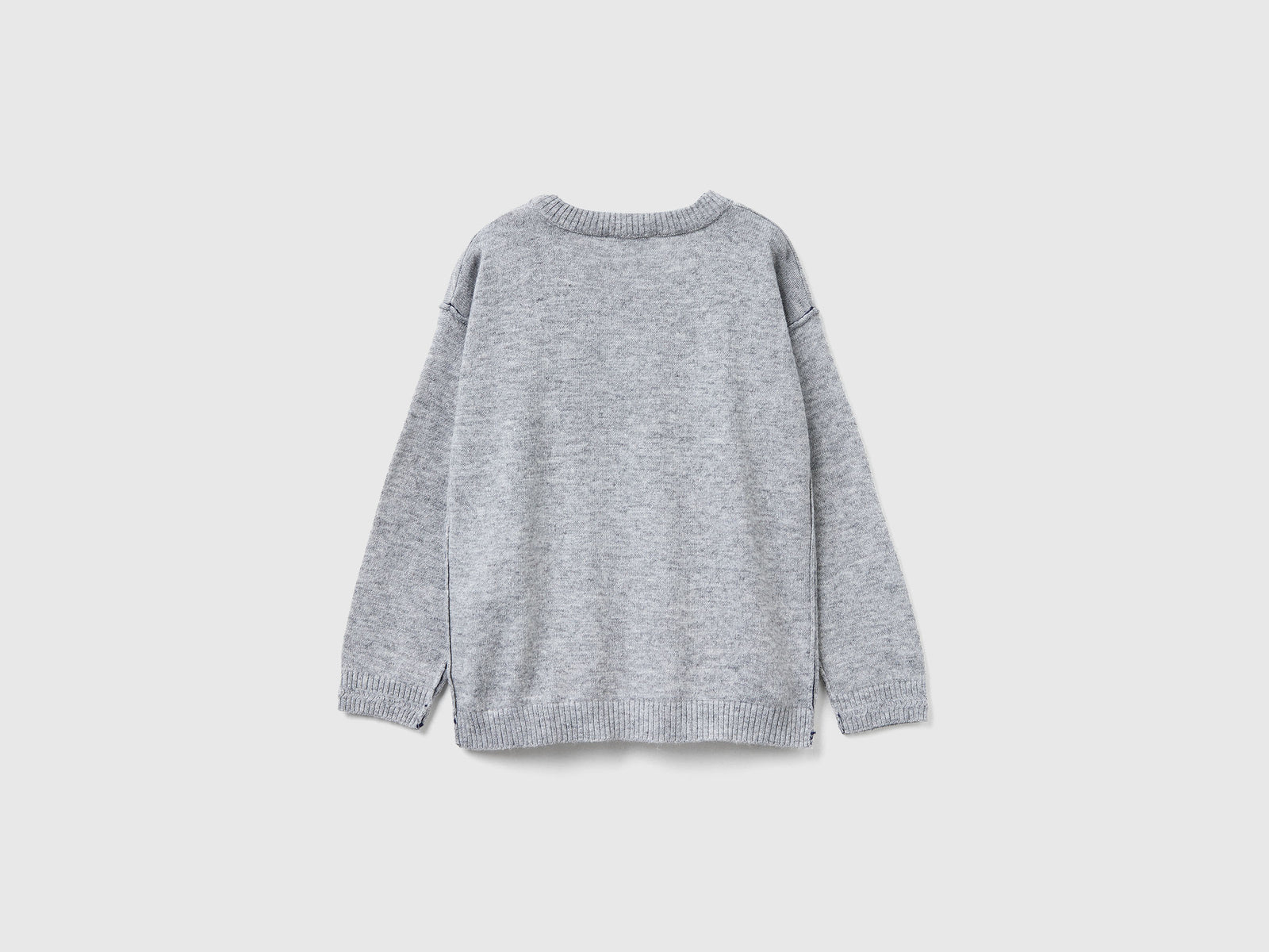 Maglia girocollo con ricamo da bimbo grigio chiaro 2 | Benetton Outlet