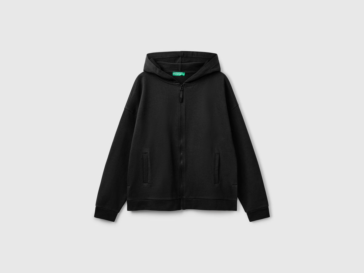 Felpa 100% cotone con zip e cappuccio