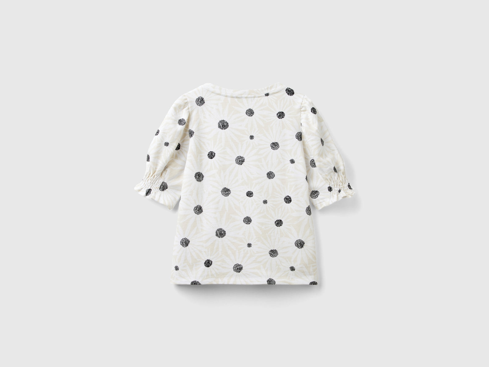 T-shirt in cotone bio con stampa fiori da donna bianco 2 | Benetton Outlet