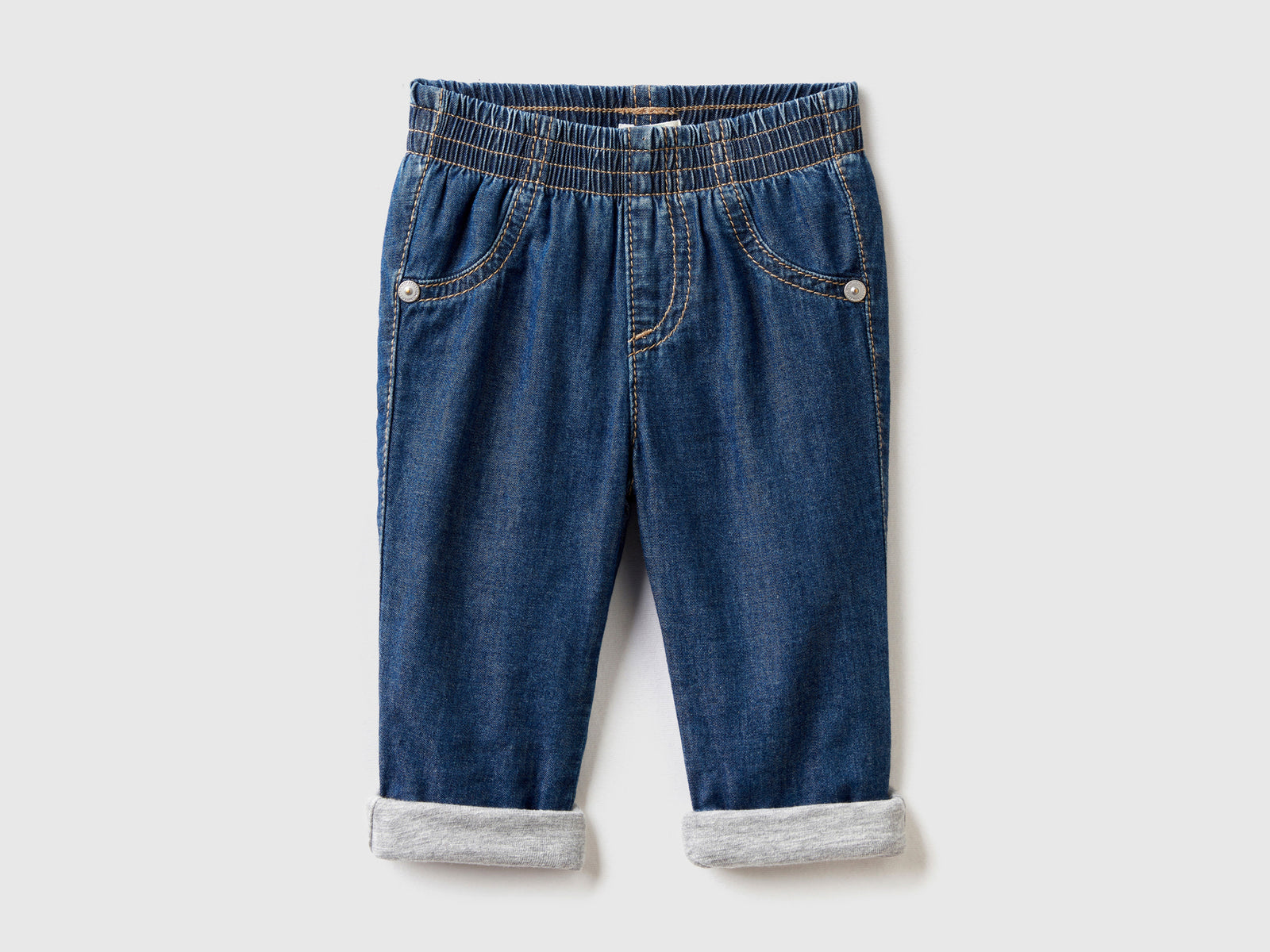 Pantaloni foderati in puro cotone da neonato blu | Benetton Outlet