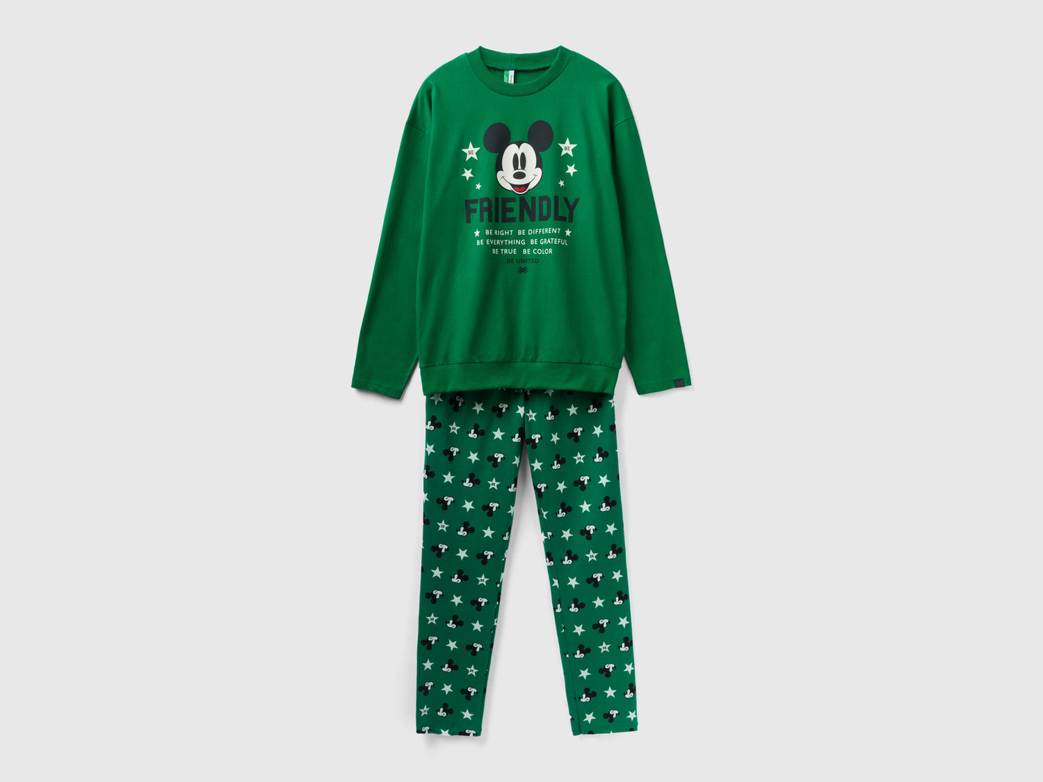 Pigiama con stampa Mickey Mouse luminescente da uomo verde | Benetton Outlet