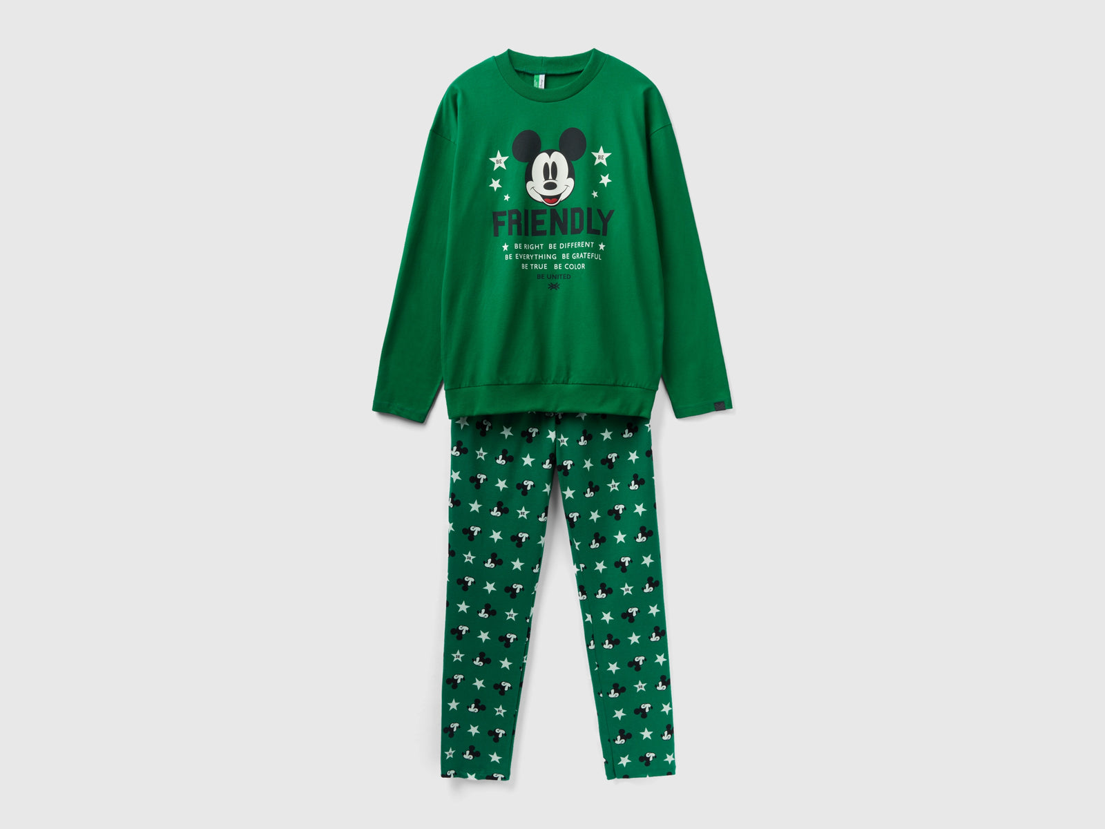 Pigiama con stampa Mickey Mouse luminescente da uomo verde | Benetton Outlet