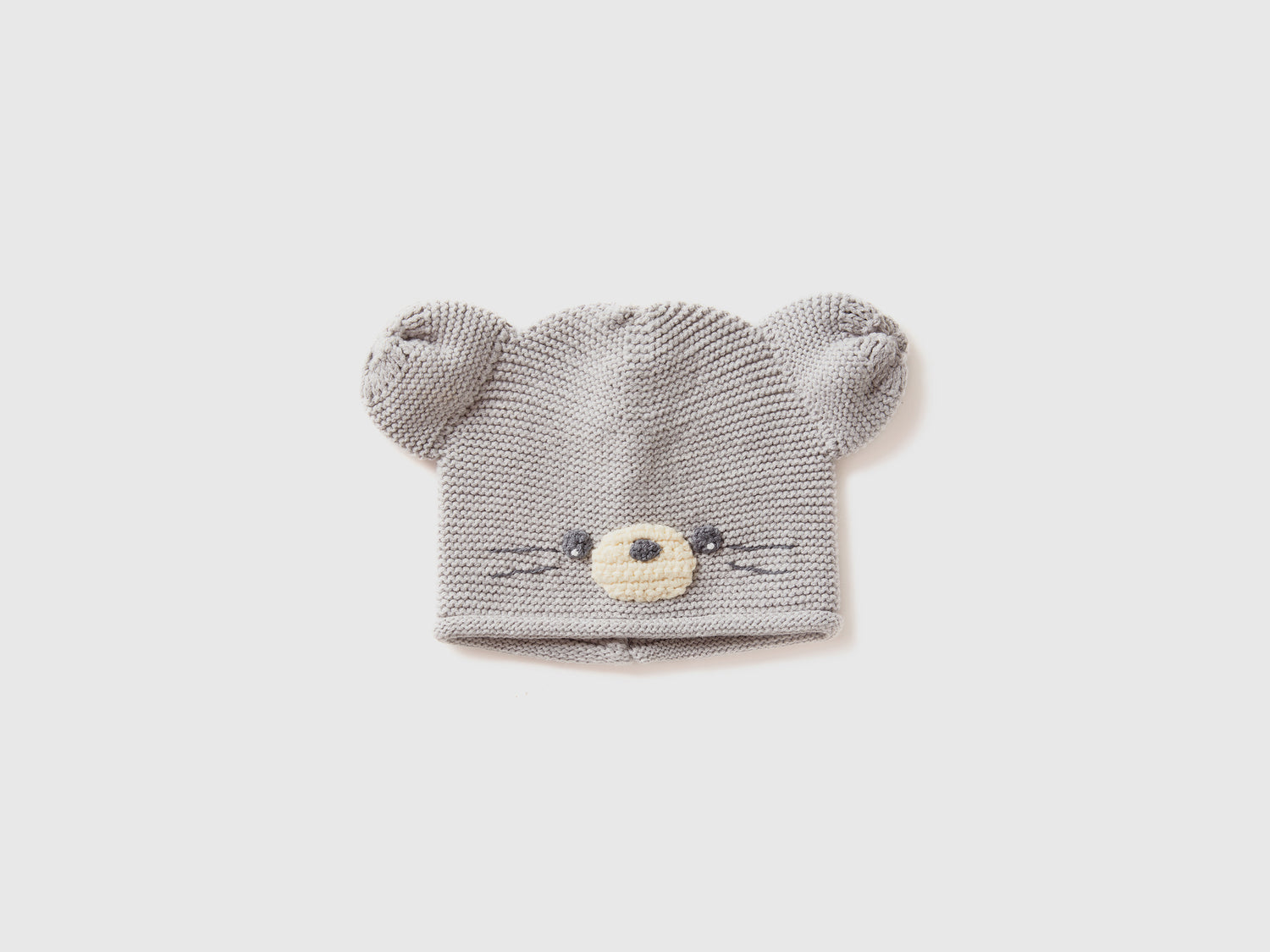 Cappellino crochet con applicazioni da neonato grigio chiaro | Benetton Outlet