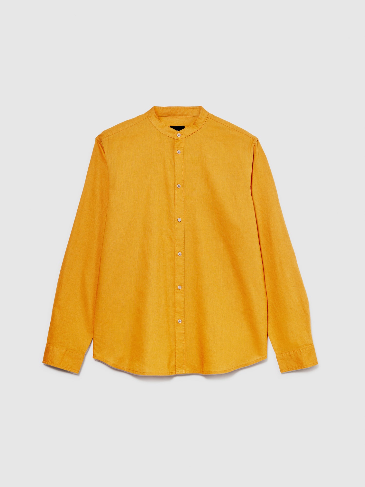 Camicia alla coreana in misto lino da uomo senape | Sisley Outlet