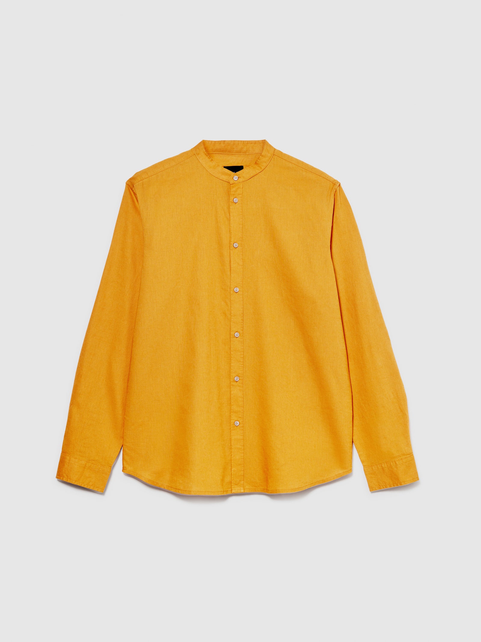 Camicia alla coreana in misto lino da uomo senape | Sisley Outlet