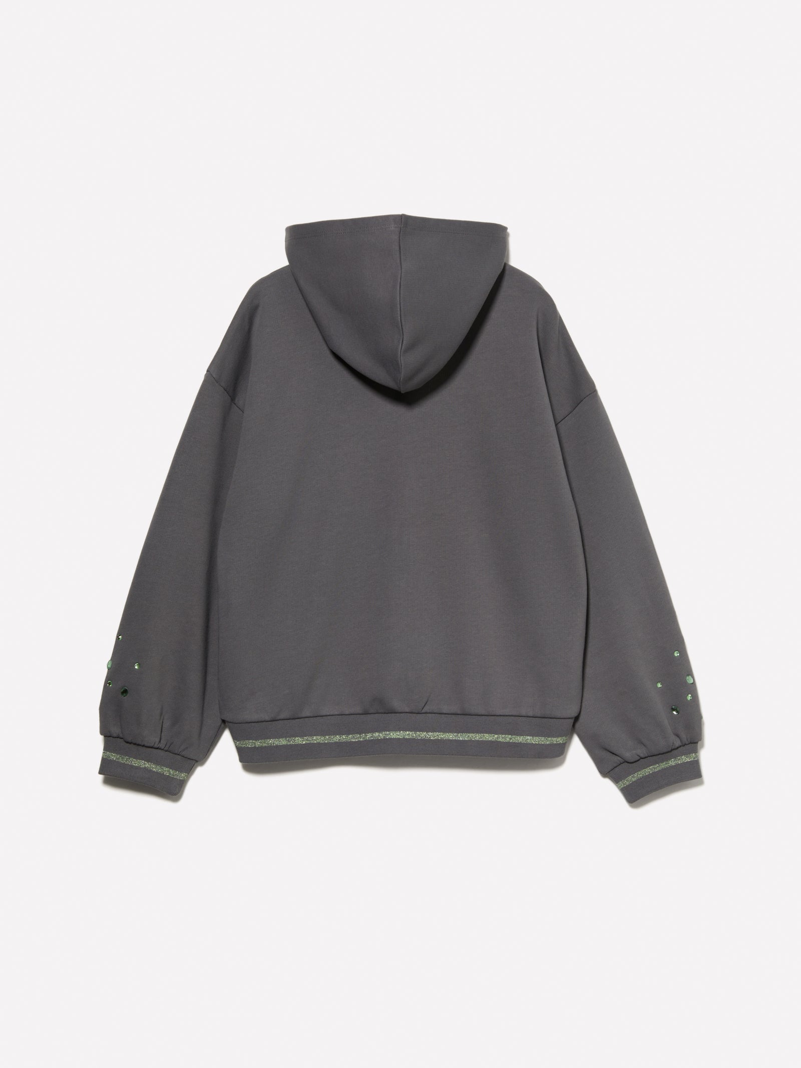 Felpa over fit con strass da bambina grigio scuro 2 | Sisley young Outlet