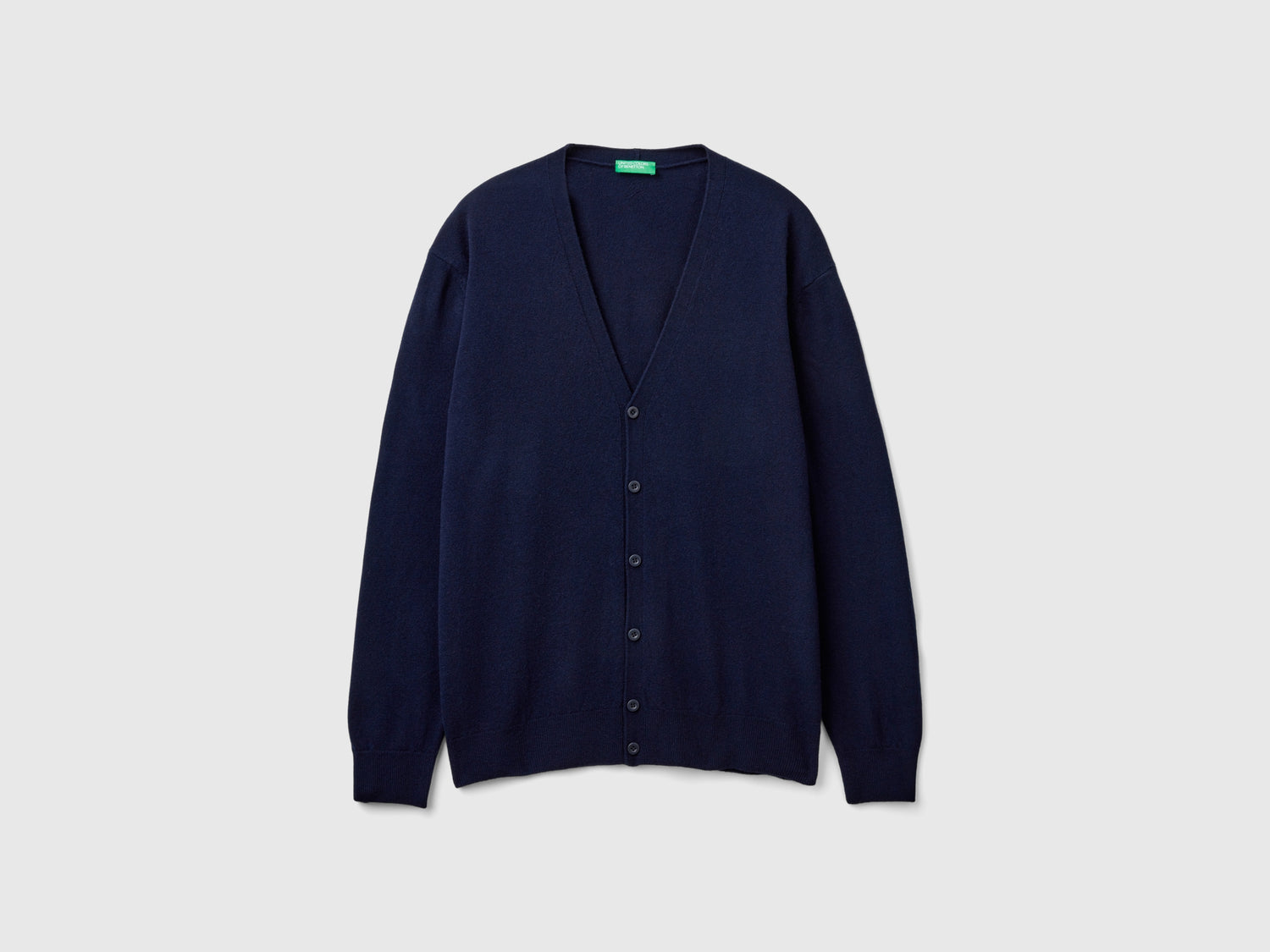 Cardigan blu notte scollo a V in pura lana Merino da uomo blu scuro | Benetton Outlet