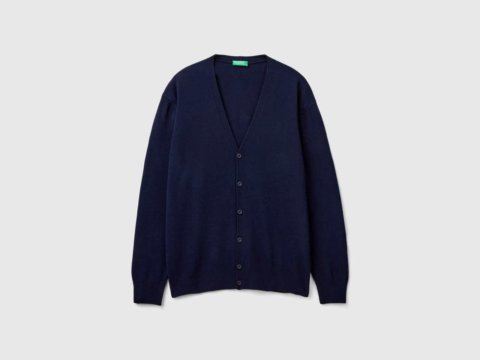 Cardigan blu notte scollo a V in pura lana Merino da uomo blu scuro | Benetton Outlet