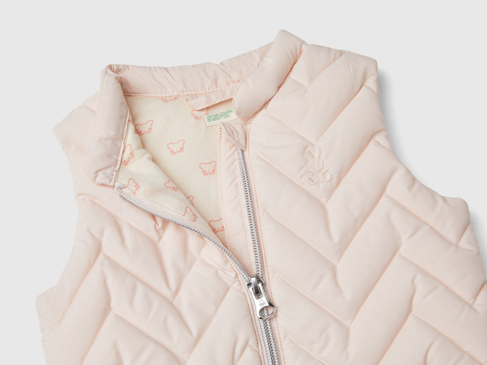 Gilet imbottito in tessuto tecnico da neonato rosa tenue 3 | Benetton Outlet