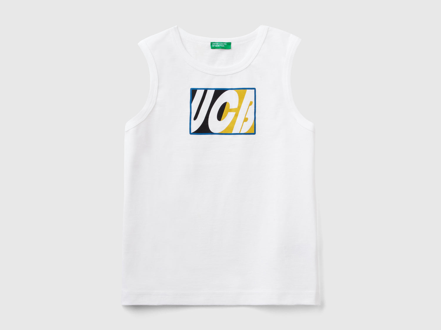 Canotta 100% cotone bio con logo da bambino bianco | Benetton Outlet