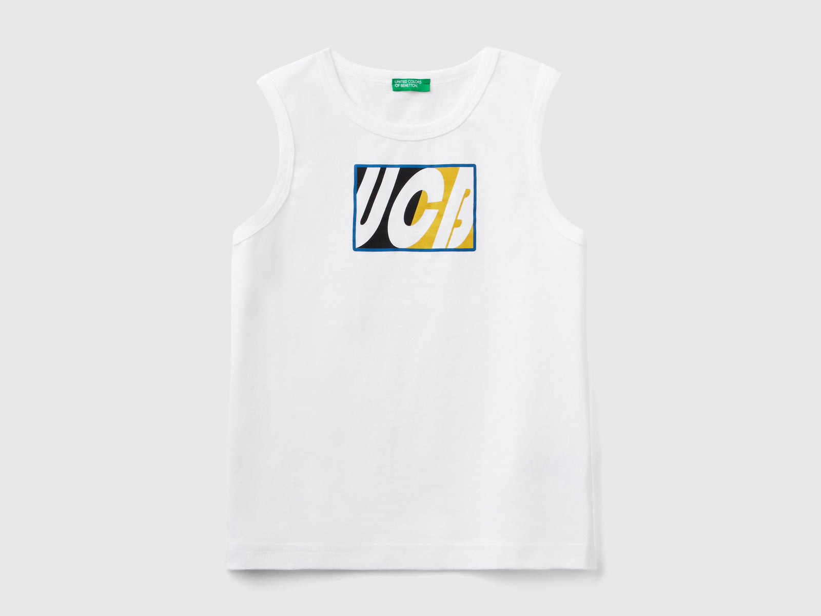 Canotta 100% cotone bio con logo da bambino bianco | Benetton Outlet