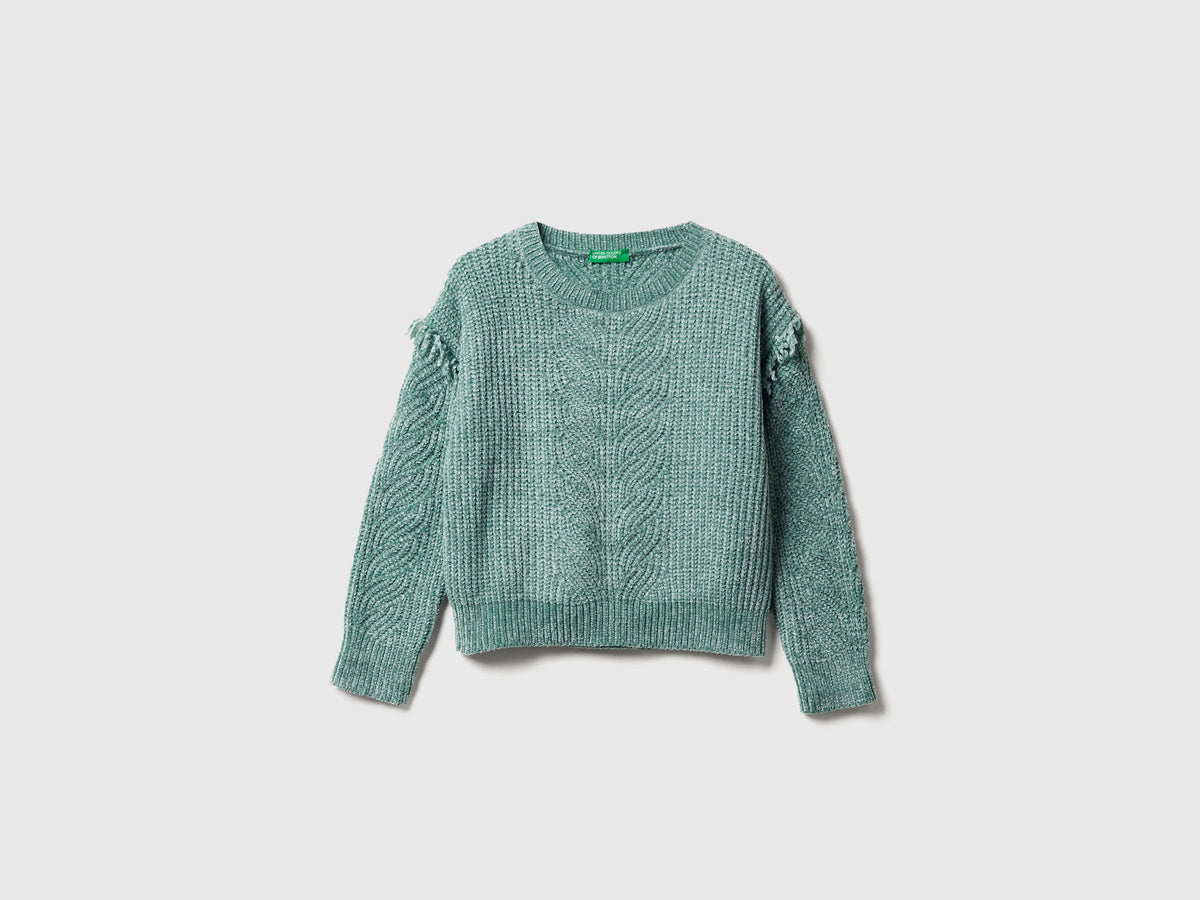 Maglione in ciniglia con frange