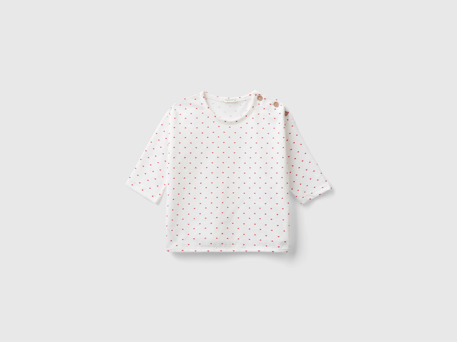 Maglietta fantasia a manica lunga da neonato bianco | Benetton Outlet