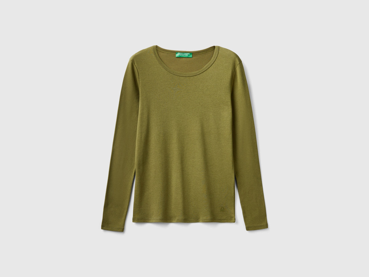 T-shirt a manica lunga in puro cotone