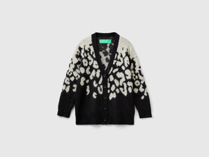 Cardigan animalier in misto mohair