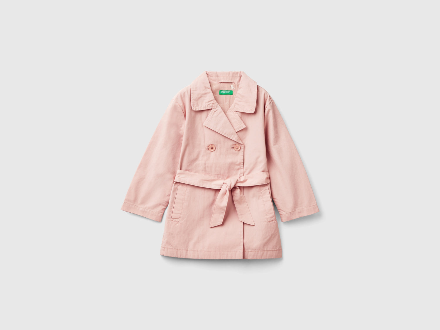 Trench doppiopetto da bimba rosa tenue | Benetton Outlet