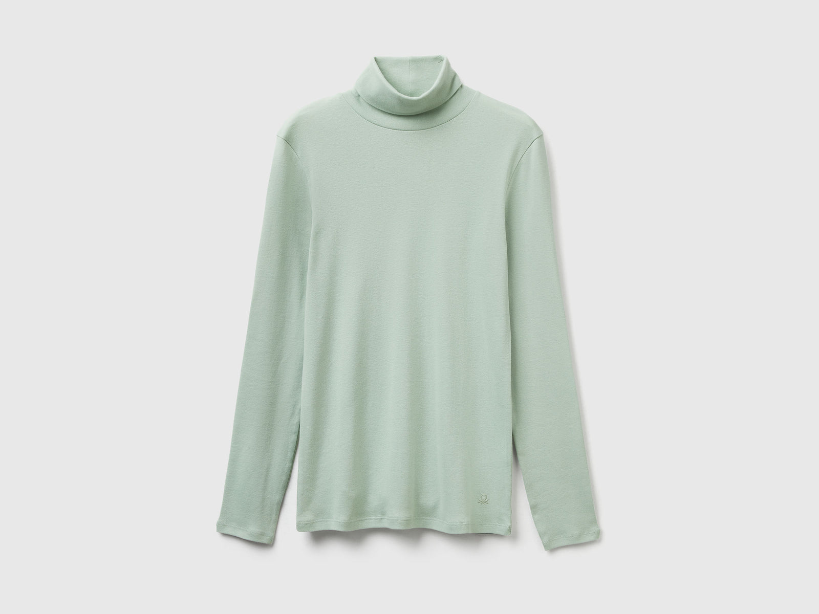T-shirt a manica lunga con collo alto da donna verde chiaro | Benetton Outlet
