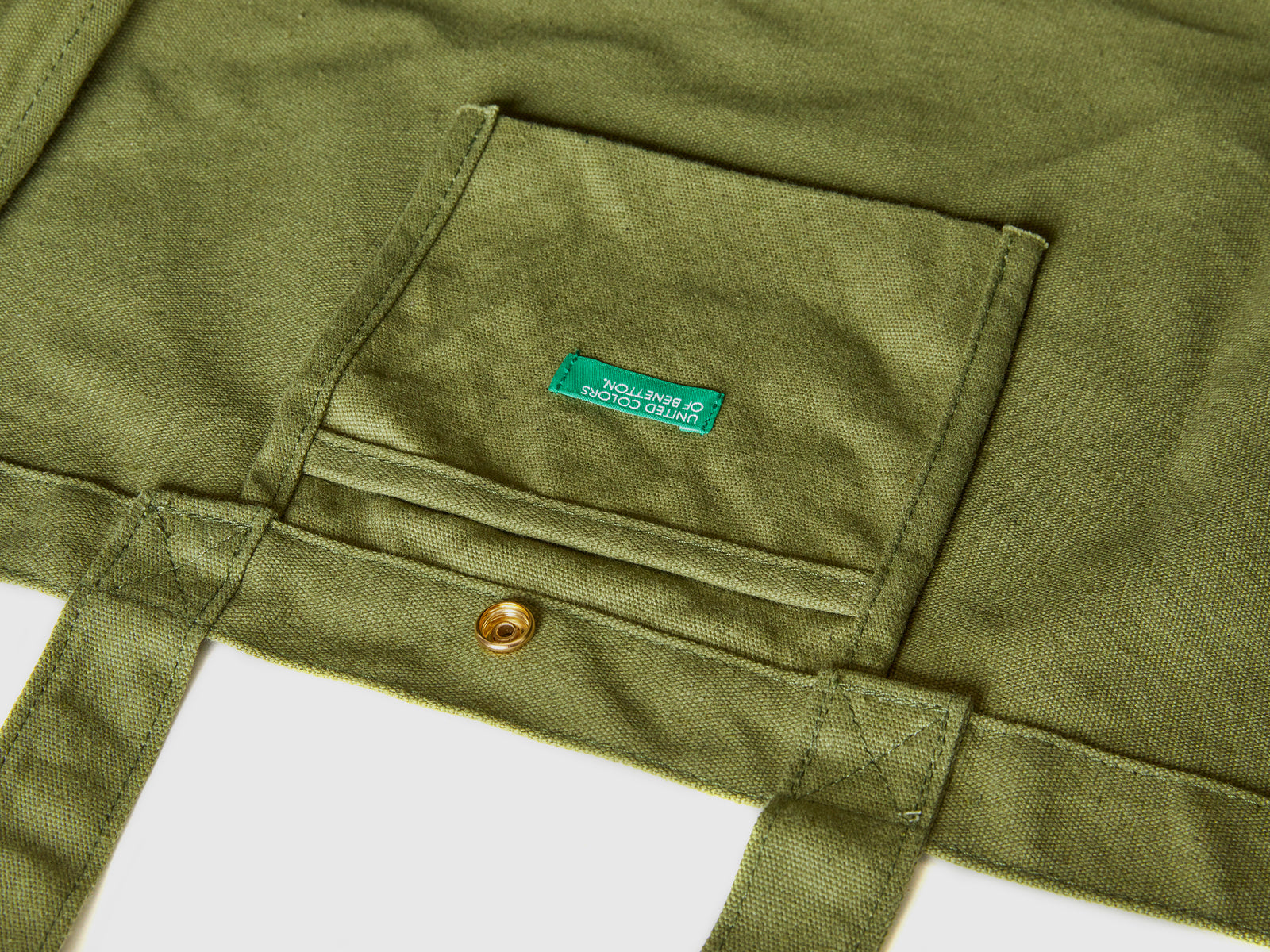 Shopping bag in canvas da donna verde militare 3 | Benetton Outlet
