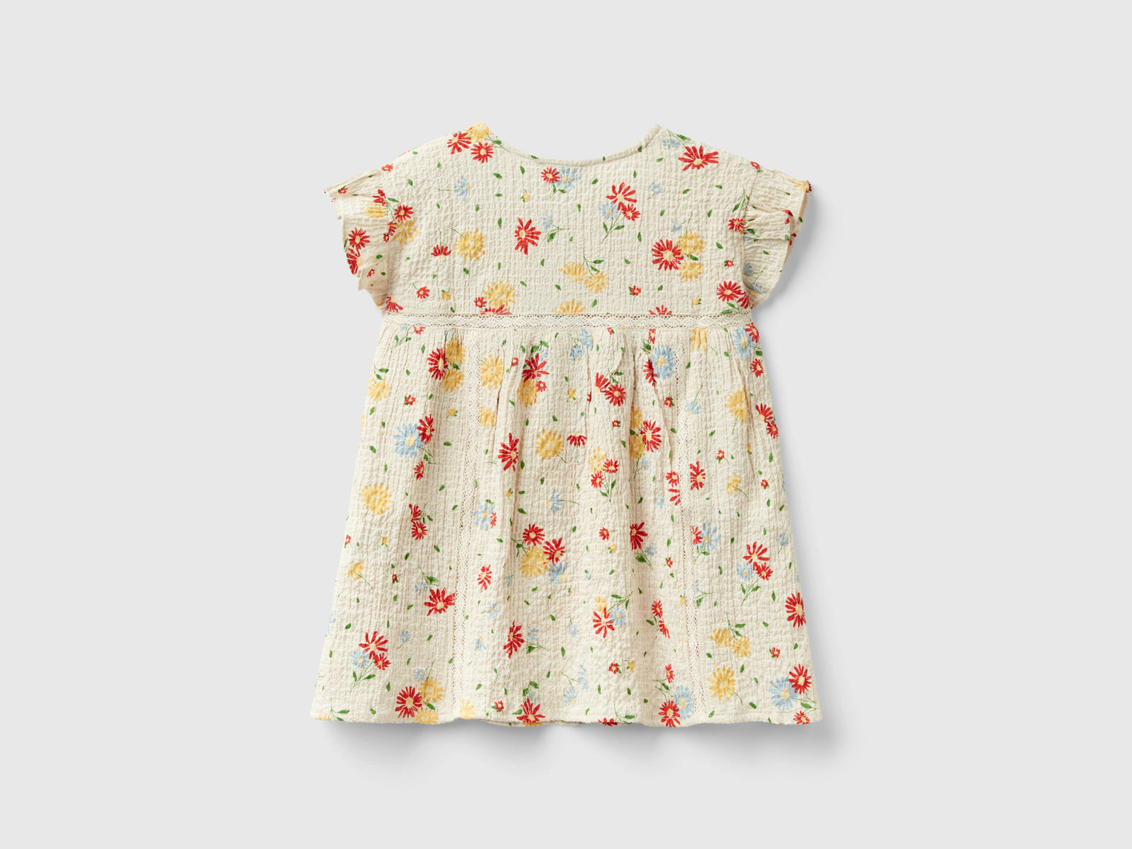 Camicetta a fiori con rouches da bambina bianco panna 2 | Benetton Outlet