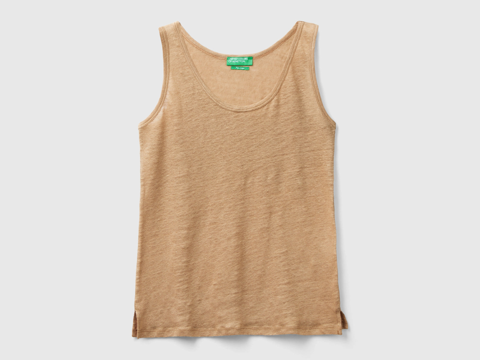 Canotta in puro lino da donna beige | Benetton Outlet