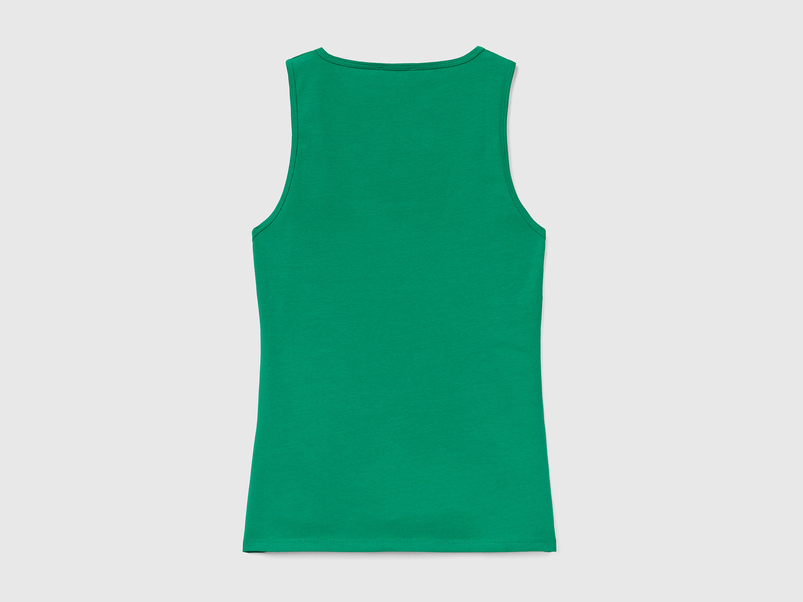 Morbido top smanicato in cotone elasticizzato da donna verde 2 | Benetton Outlet
