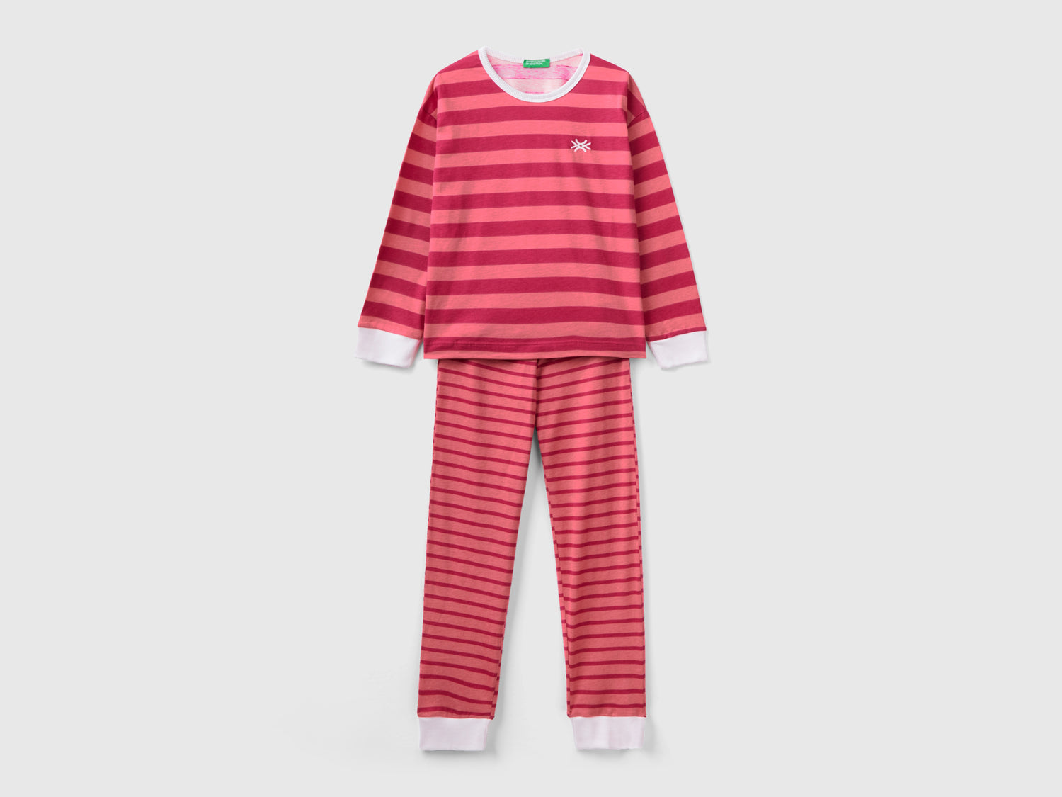 Pigiama lungo a righe da bambina multi-color | Benetton Outlet