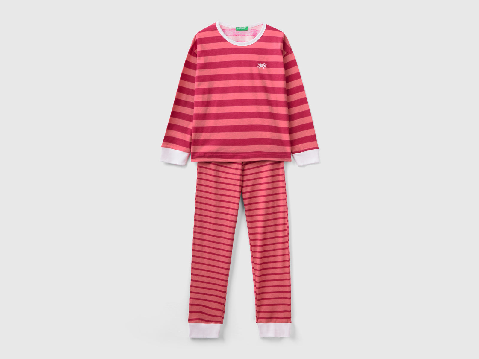 Pigiama lungo a righe da bambina multi-color | Benetton Outlet