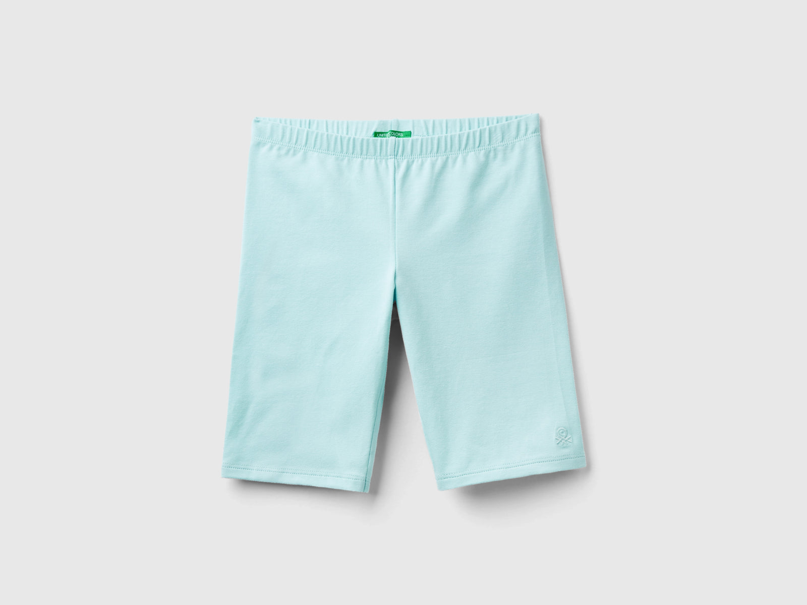 Leggings corti in cotone stretch da bambina azzurro | Benetton Outlet