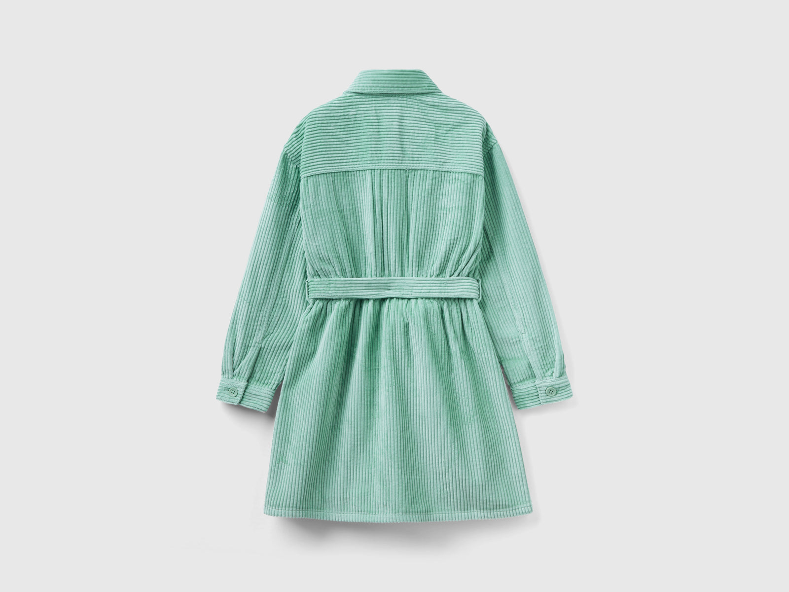 Chemisier in velluto a coste da bambina verde acqua 2 | Benetton Outlet