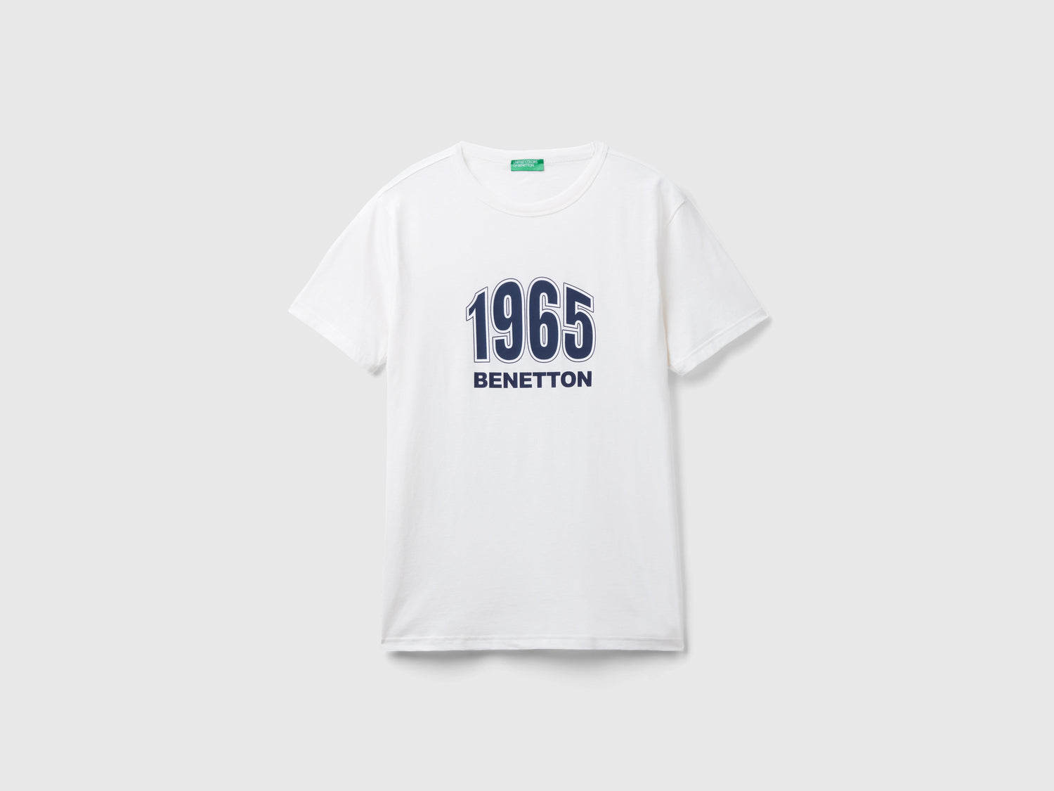 T-shirt in cotone bio con stampa logo da uomo bianco panna | Benetton Outlet