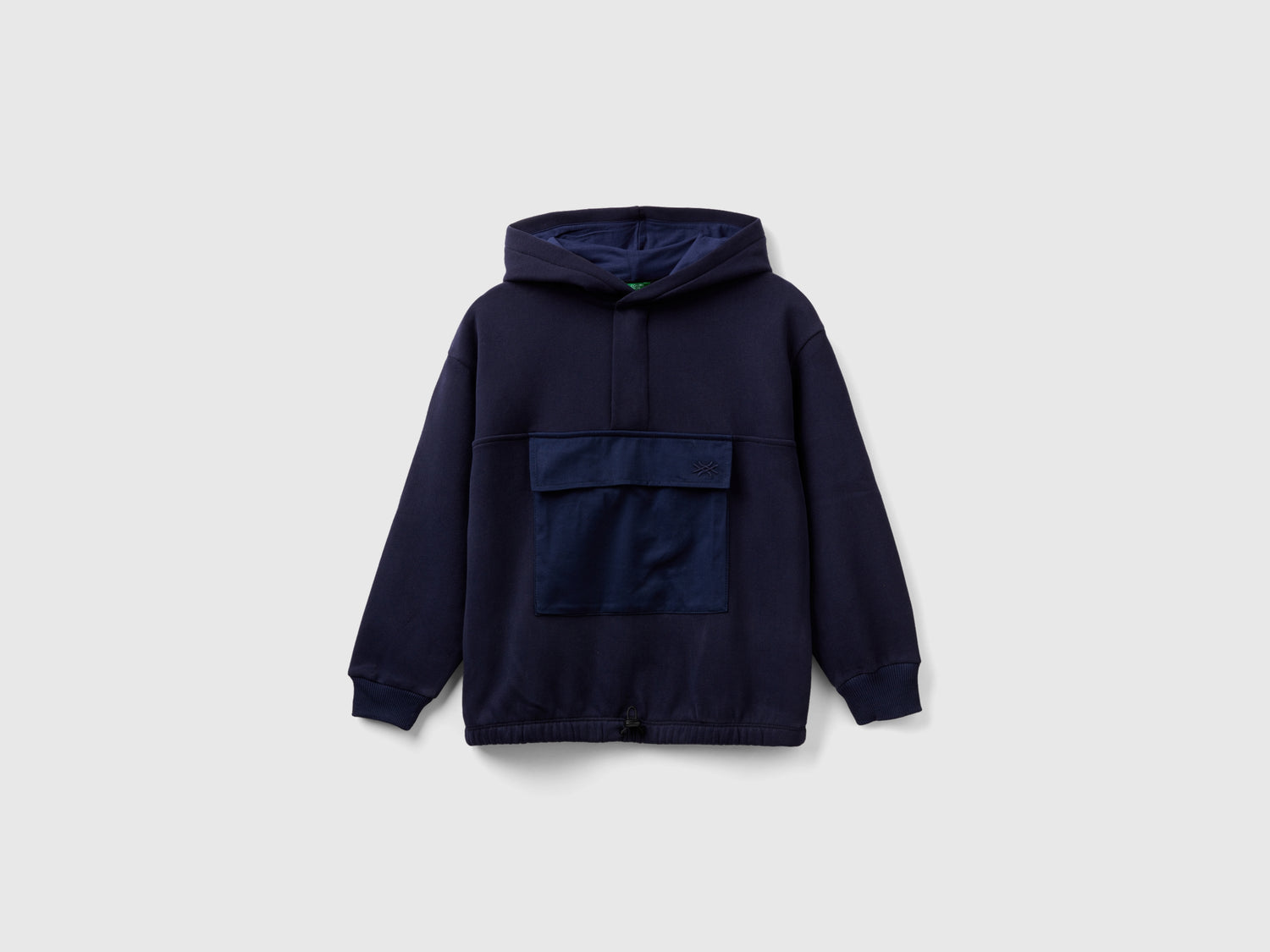 Calda felpa con tasca e cappuccio da bambino blu scuro | Benetton Outlet
