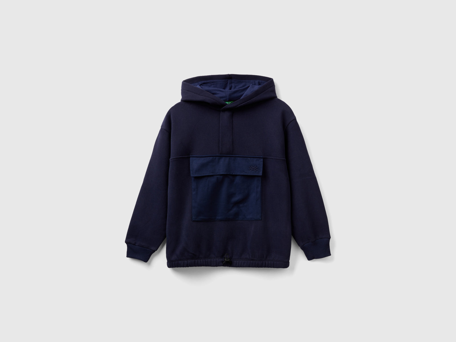 Calda felpa con tasca e cappuccio da bambino blu scuro | Benetton Outlet