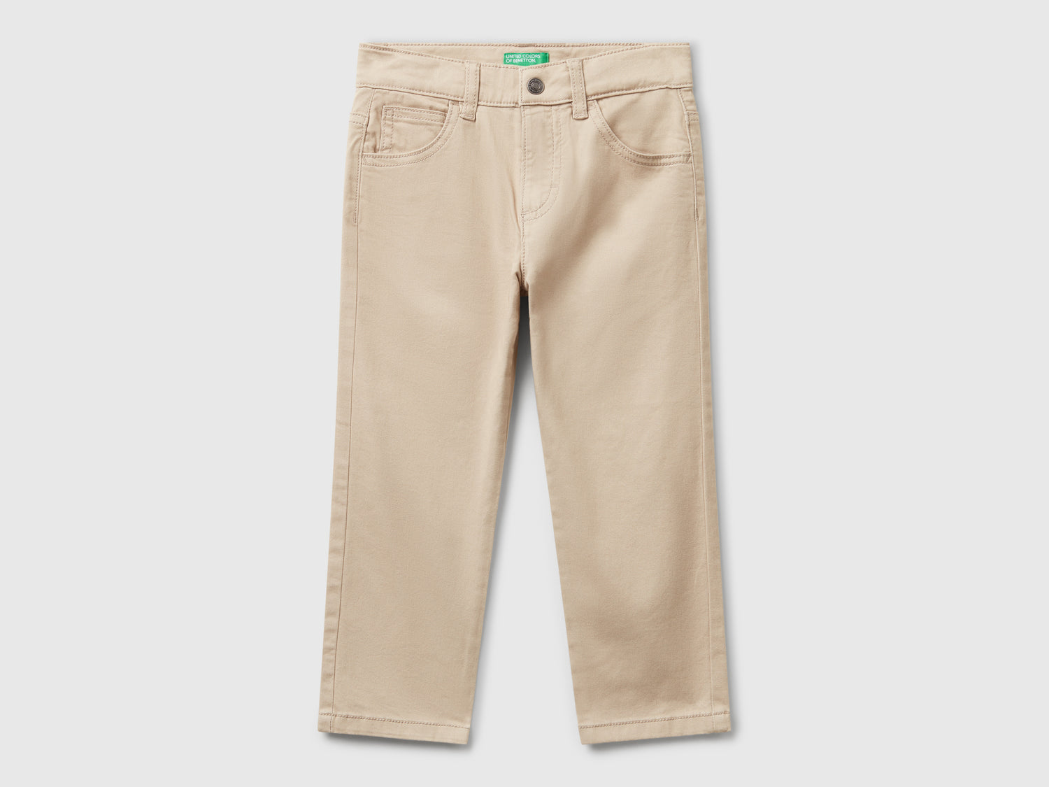 Pantaloni in cotone stretch da bimbo beige | Benetton Outlet