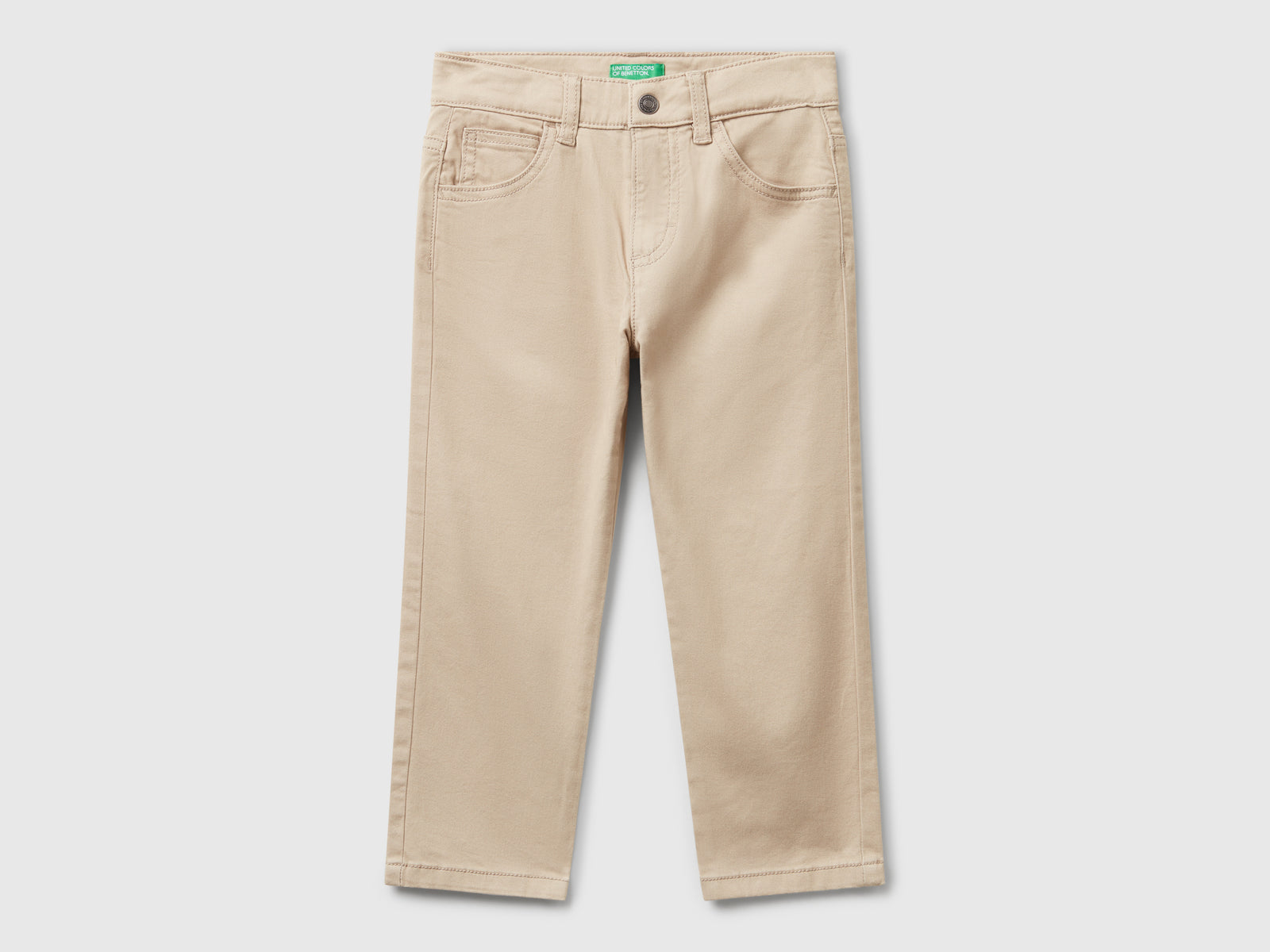 Pantaloni in cotone stretch da bimbo beige | Benetton Outlet